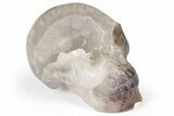 Polished Banded Agate Skull with Quartz Crystal Pocket #236997-1